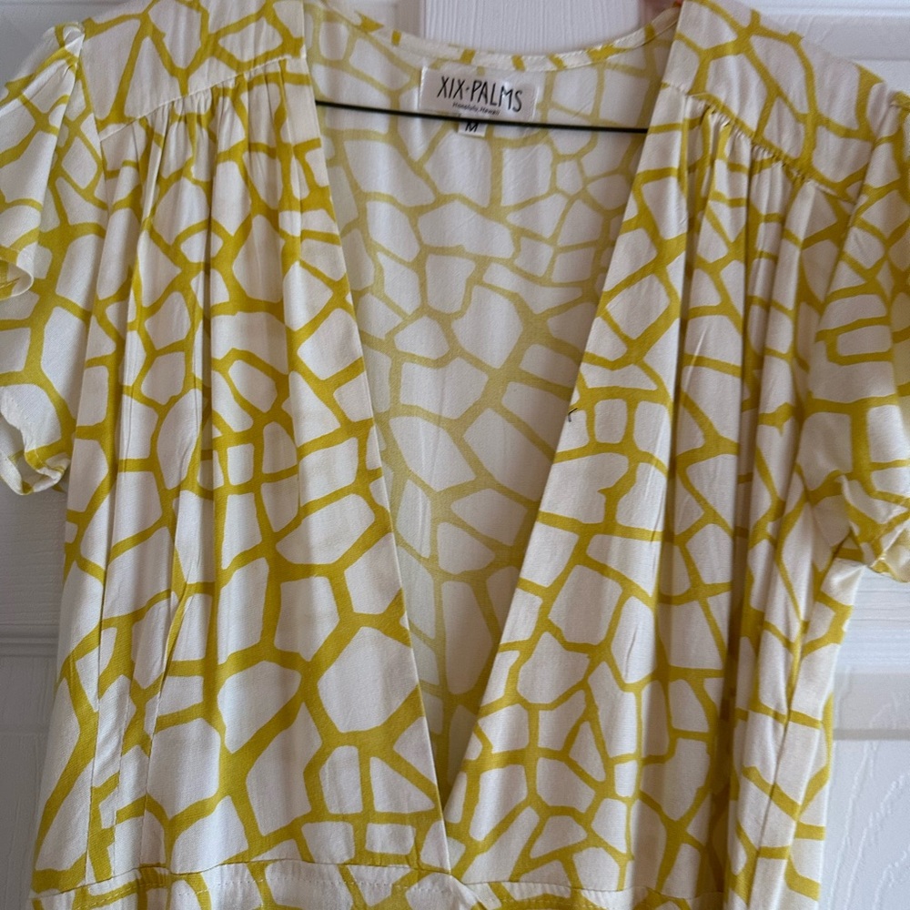 XIX Palms Yellow Sahara Print Wrap Maxi Dress with Ruffle Detail - Picture 8 of 8